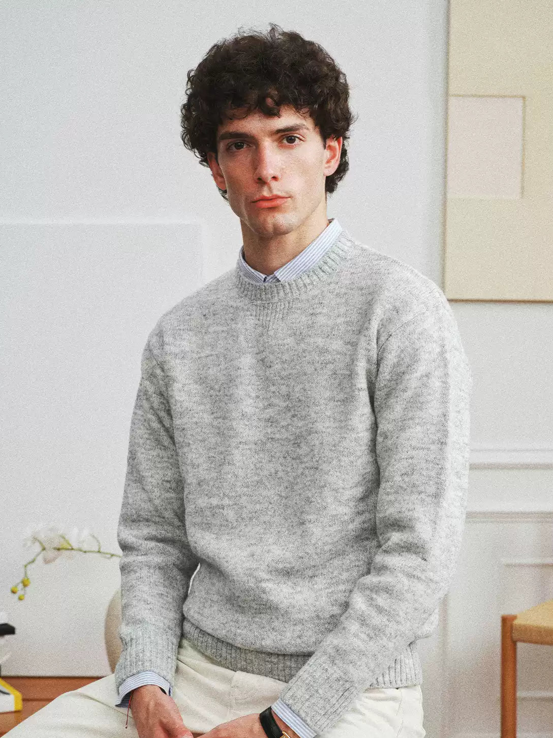 Alpaca Wool Blend Round Neck Sweater