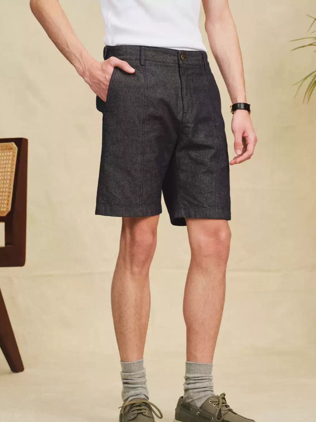 Navy Denim Loose Fit Shorts