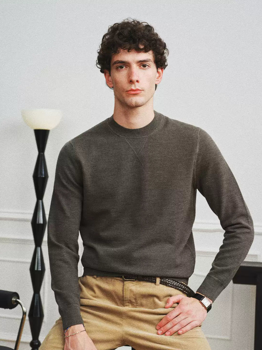 Wool Piqué Round Neck Sweater
