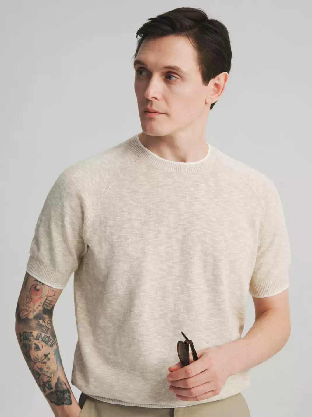 Block Raglan T-Shirt - Wheat Mélange