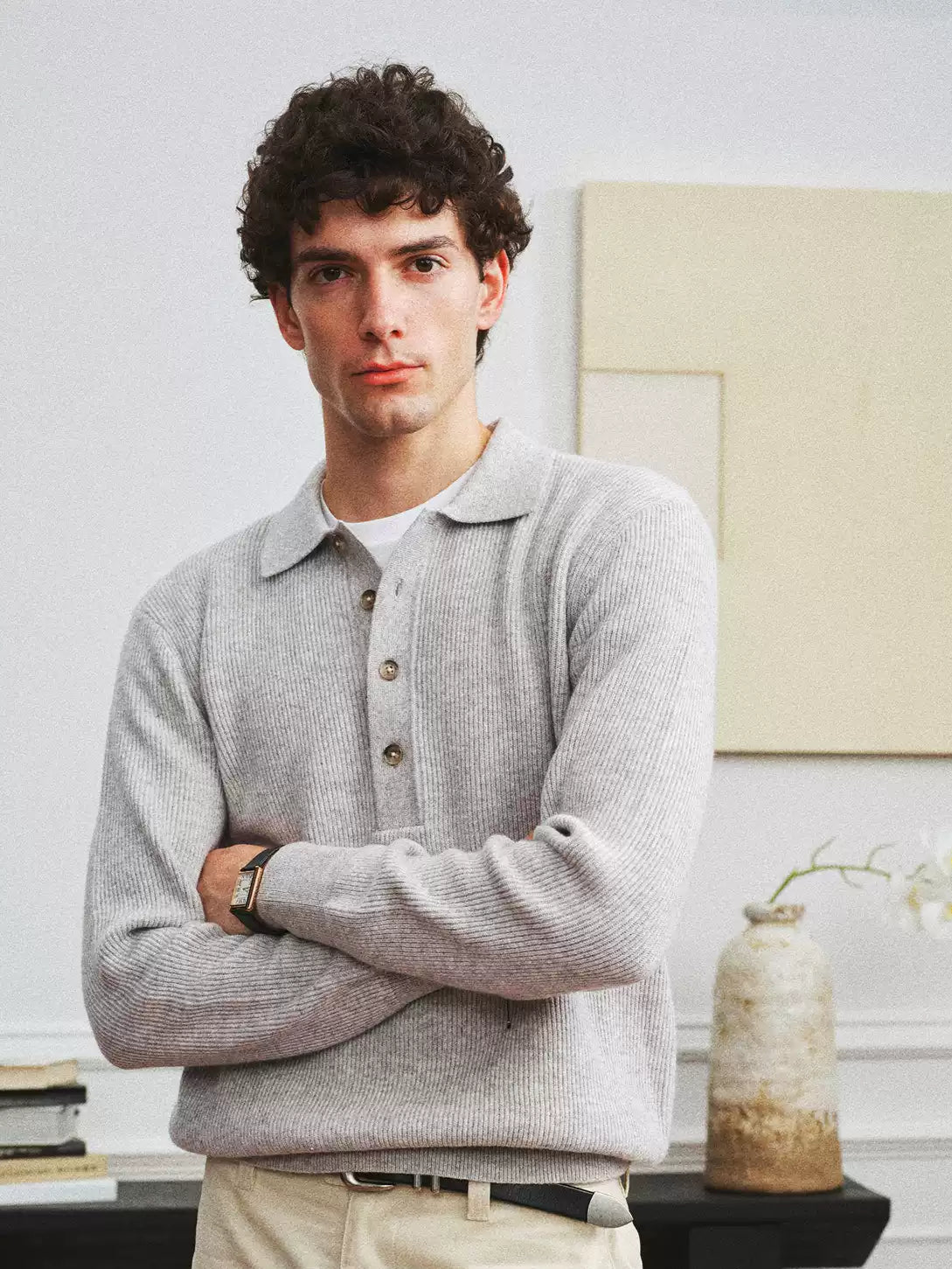 Knitted Long Sleeve Polo