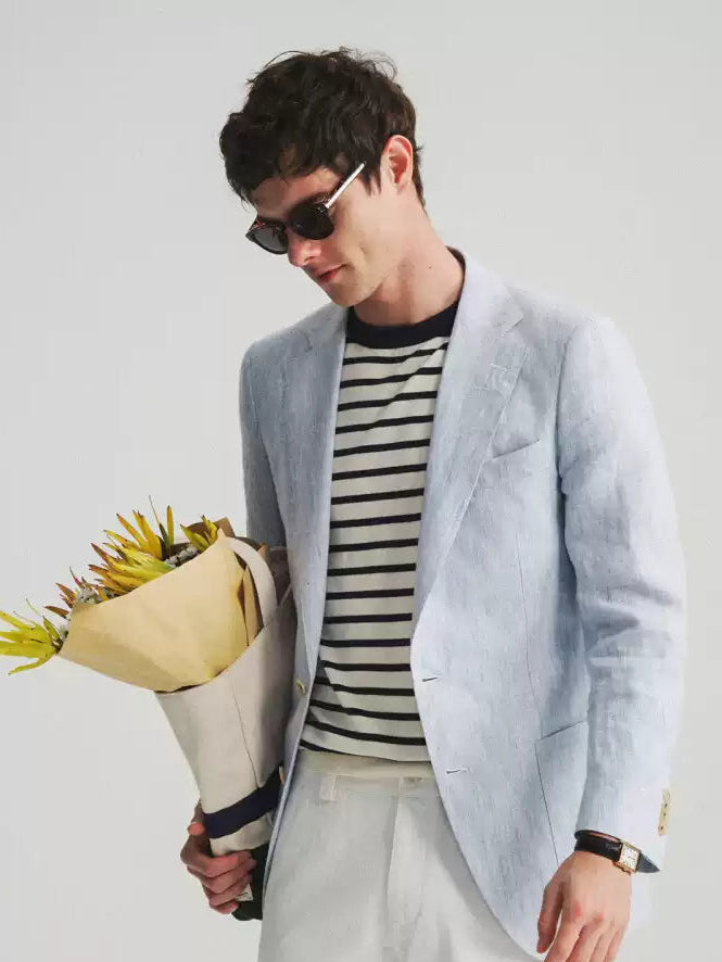 Micro Textured Jacket - Pale Denim