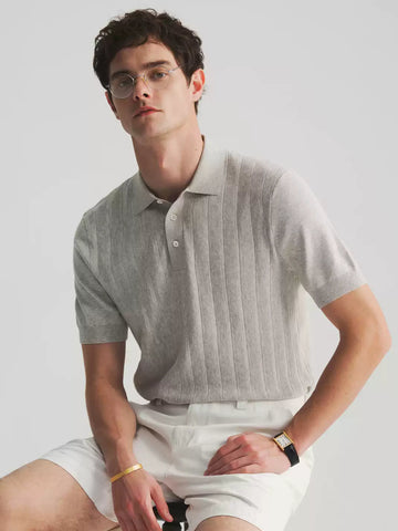 Cotton Piqué Short Sleeve Polo - Heritage Grey
