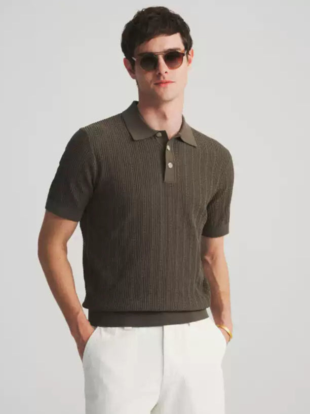 Cotton Jersey Polo Shirt - Mosswood Green