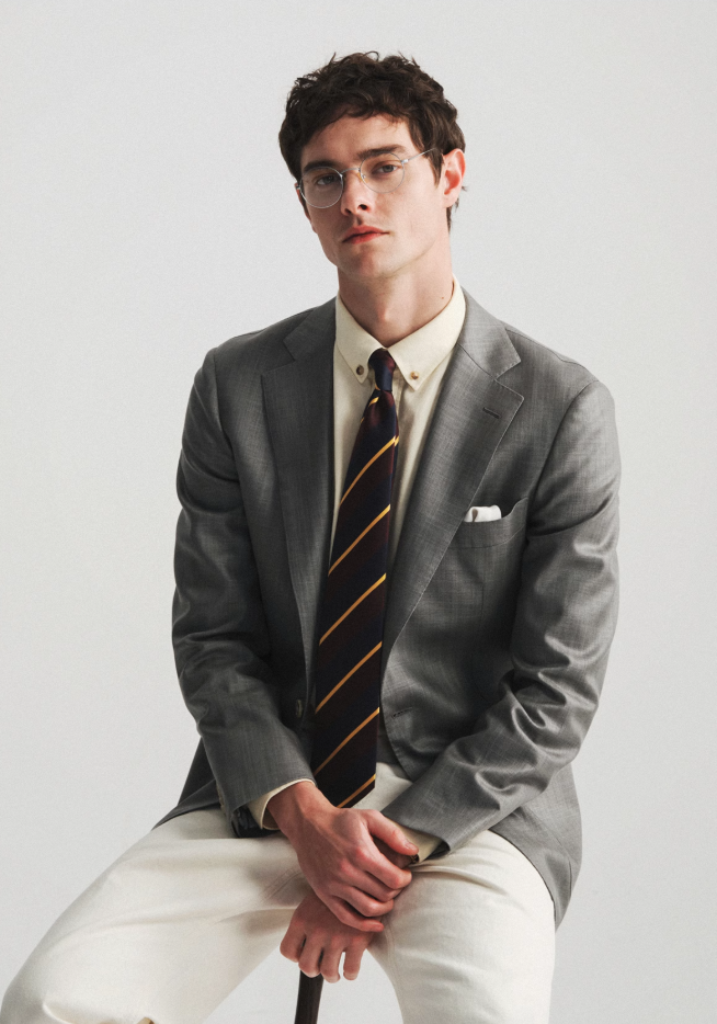 Herringbone Suit Jacket - Stone Grey
